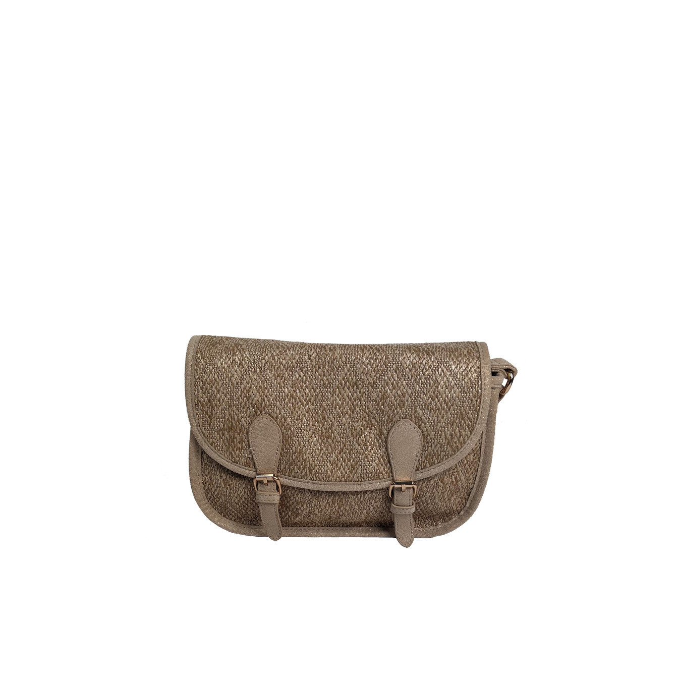 Farfouillette Crossbody Bag in Taupe Woven Material