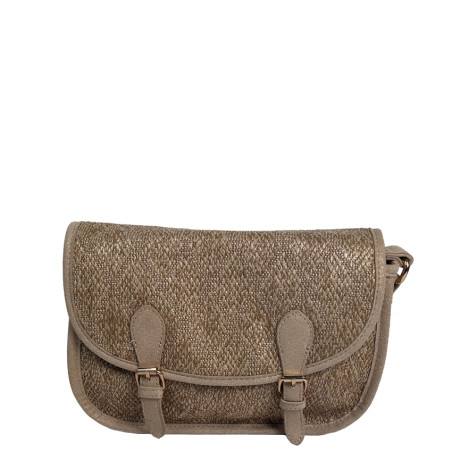 Farfouillette Crossbody Bag in Taupe Woven Material