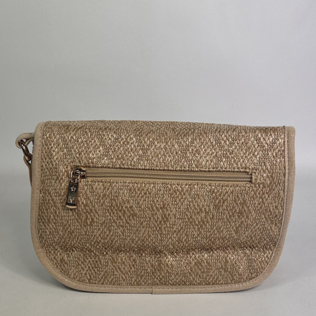 Farfouillette Crossbody Bag in Taupe Woven Material