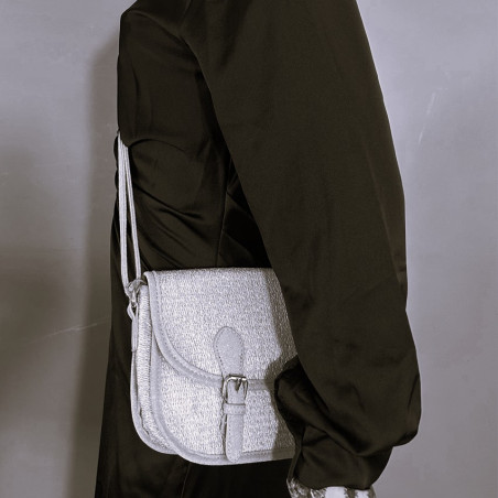 Farfouillette Crossbody Bag in Taupe Woven Material