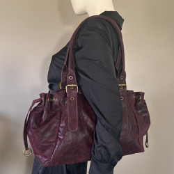 Farfouillette Sac Shopping Effet Brillant Prune