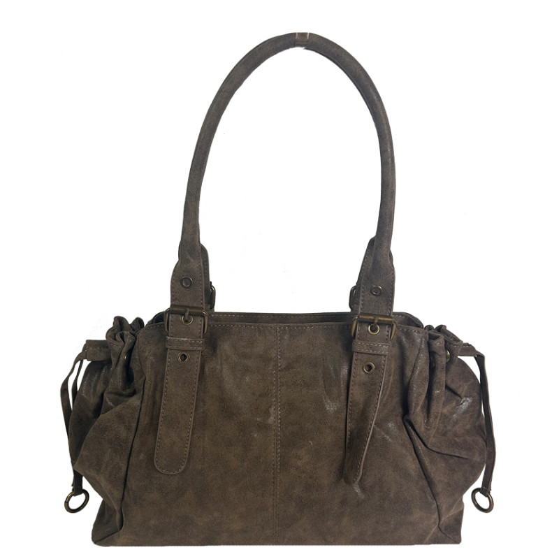 Farfouillette Sac Shopping Effet Brillant Taupe
