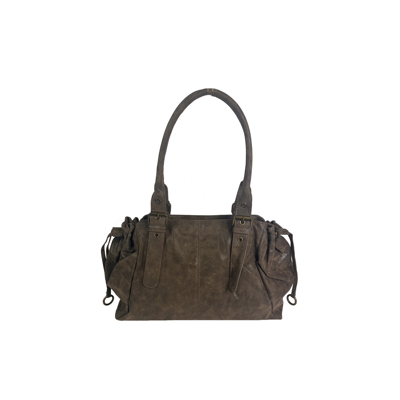 Farfouillette Sac Shopping Effet Brillant Taupe