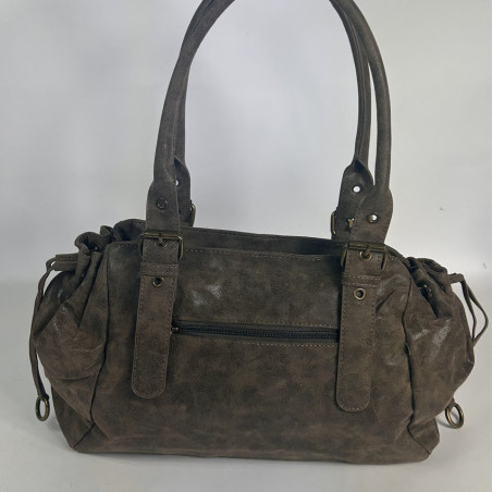 Farfouillette Sac Shopping Effet Brillant Taupe dos