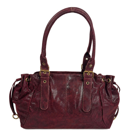 Farfouillette Sac Shopping Effet Brillant Prune