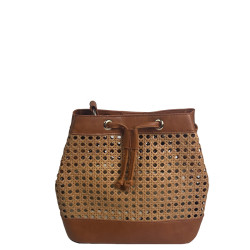 Farfouillette Woven Bucket Bag Camel