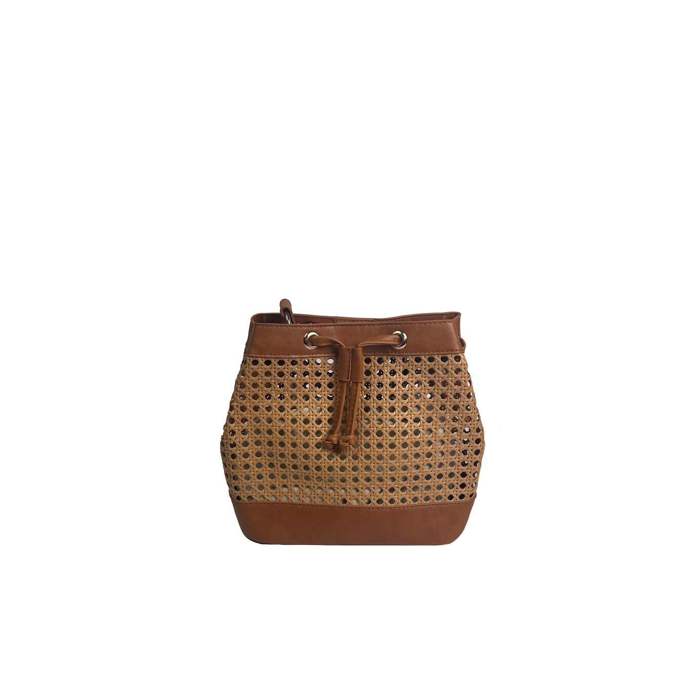 Farfouillette Woven Bucket Bag Camel