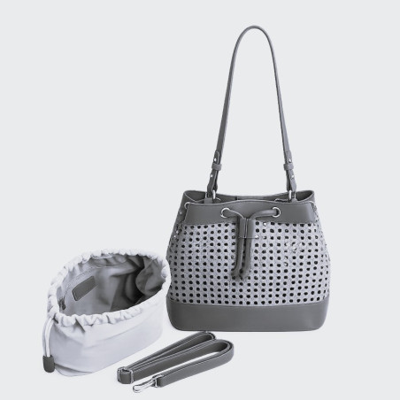 Farfouillette Woven Bucket Bag Camel