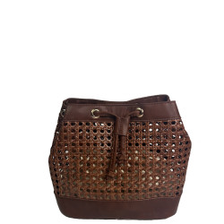 Farfouillette Woven Bucket Bag Mocha