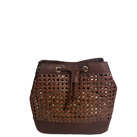 Farfouillette Woven Bucket Bag Mocha