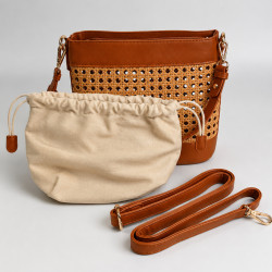 Farfouillette Sac Seau Tressé & Pochette Amovible Camel accessoires