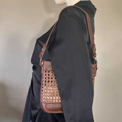 Farfouillette Woven Bucket Bag & Removable Pocket Mocha
