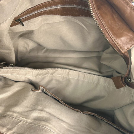 Farfouillette Sac Shopping Zippé Camel ouvert