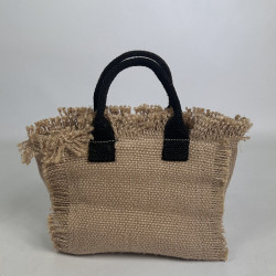 Farfouillette Small Crossbody Jute Bag Summer Vibes Black/Natural
