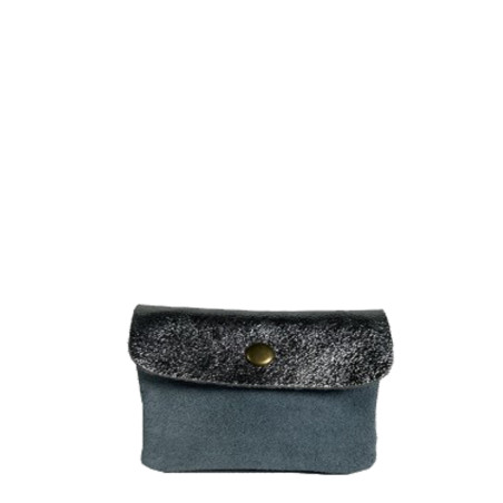 Farfouillette Large Leather Coin Purse Sky Blue / Silver