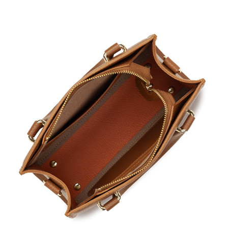 Lancaster Foulonné Double Petit Sac A Main 470-73 Camel In Orange