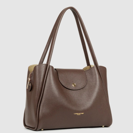 Lancaster Ida Double Tote Bag Shoulder Carry 470-85 Pale Gold Brown