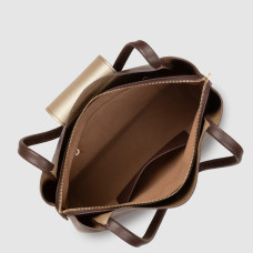 Lancaster Ida Double Tote Bag Shoulder Carry 470-85 Pale Gold Brown