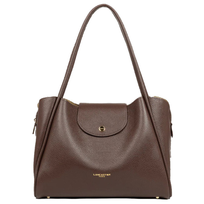 Lancaster Ida Double Tote Bag Shoulder Carry 470-85 Pale Gold Brown