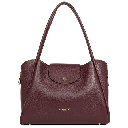 Lancaster Ida Double Sac Cabas Porté Epaule 470-85 Bordeaux Foncé