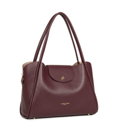 Lancaster Ida Double Sac Cabas Porté Epaule 470-85 Bordeaux Foncé cote