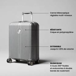Jump Sondo Carry-on Suitcase 55cm Expandable Rigid 4 Wheels Grey