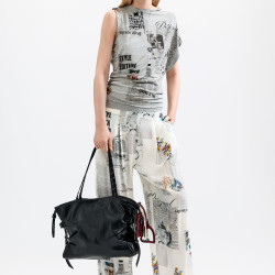 Desigual Galaxy Large Shopping Bag with Keychain in Shiny Leather E...