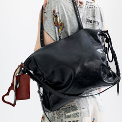 Desigual Galaxy Large Shopping Bag with Keychain in Shiny Leather E...