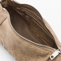 Desigual Half Logo Baguette Satchel Faux Leather Crudo Beige