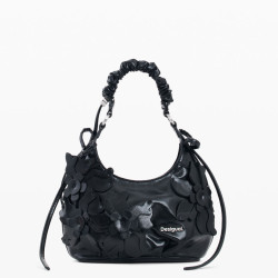 Desigual Nexus Small Shoulder Bag With Floral Embroidery Black