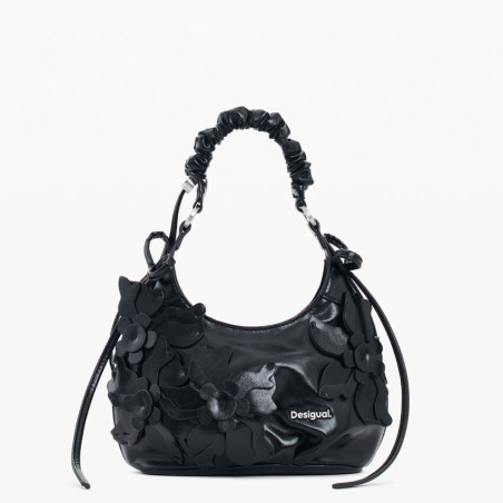 Desigual Nexus Small Shoulder Bag With Floral Embroidery Black