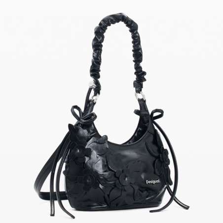 Desigual Nexus Small Shoulder Bag With Floral Embroidery Black