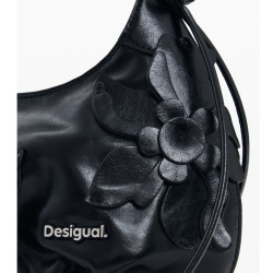 Desigual Nexus Small Shoulder Bag With Floral Embroidery Black