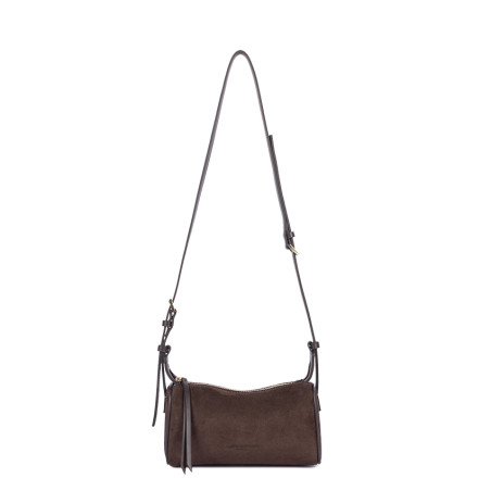 Lancaster Sweden Small Rectangle Velvet Leather Bag 530-54 Brown