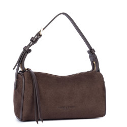 Lancaster Sweden Small Rectangle Velvet Leather Bag 530-54 Brown