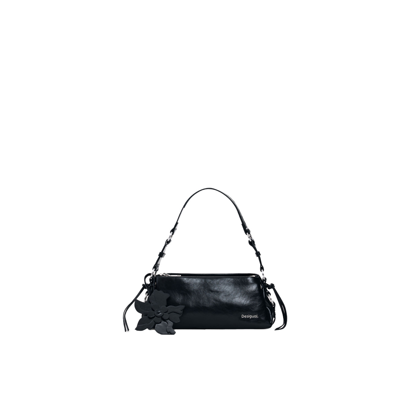 Desigual Nexus Small Baguette Bag with Floral Embroidery Black