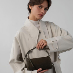 Lancaster Sweden Small Rectangle Velvet Leather Bag 530-54 Khaki