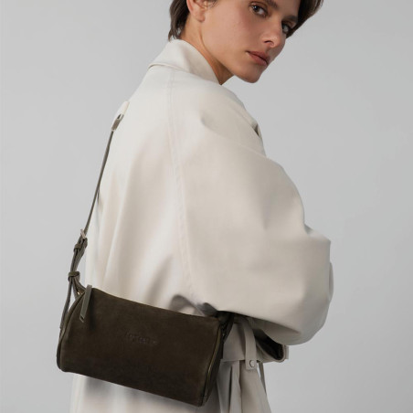 Lancaster Suède Petit Sac Rectangle En Cuir Velours 530-54 Kaki 3
