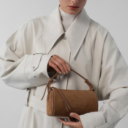 Lancaster Sweden Small Rectangle Velvet Leather Bag 530-54 Camel