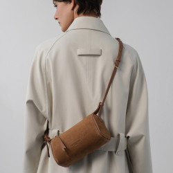 Lancaster Sweden Small Rectangle Velvet Leather Bag 530-54 Camel