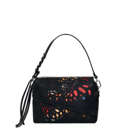 Desigual Notus Print Shoulder Bag Colorful Floral Details Black