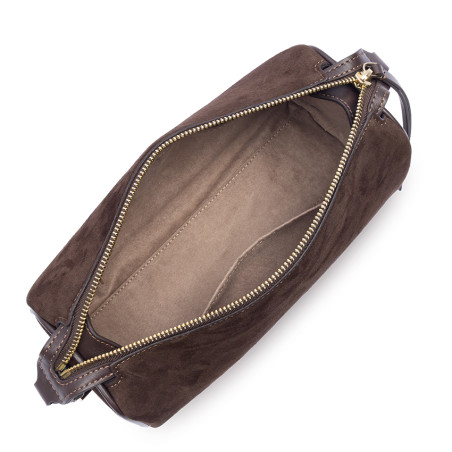 Lancaster Sweden Velvet Leather Rectangle Bag 530-55 Brown