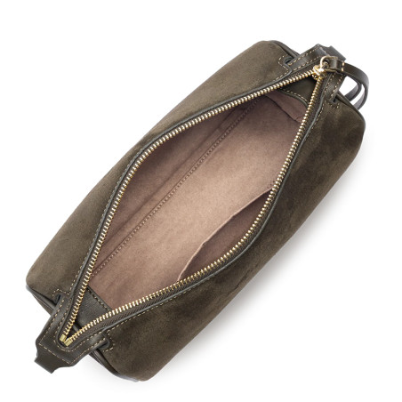 Lancaster Sweden Velvet Leather Rectangle Bag 530-55 Khaki