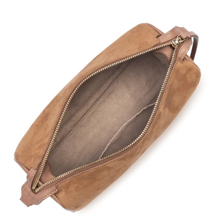 Lancaster Suède Sac Rectangle En Cuir Velours 530-55 Camel ouvert