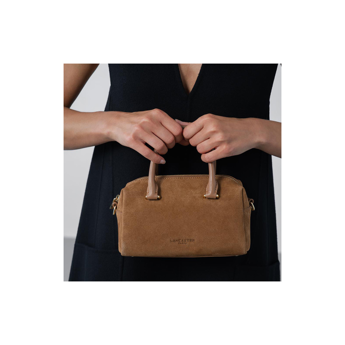 Lancaster Suède Cube Sac A Main En Cuir Velours 530-52 Camel