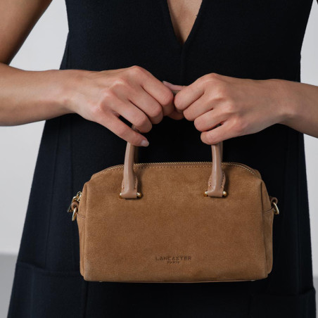Lancaster Suède Cube Sac A Main En Cuir Velours 530-52 Camel