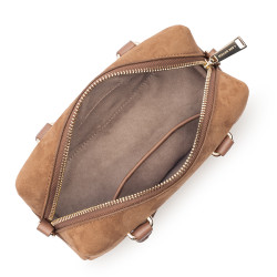 Lancaster Suède Cube Sac A Main En Cuir Velours 530-52 Camel ouvert