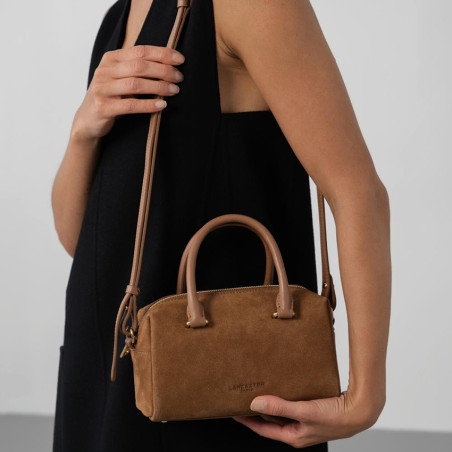 Lancaster Suède Cube Sac A Main En Cuir Velours 530-52 Camel porté épaule