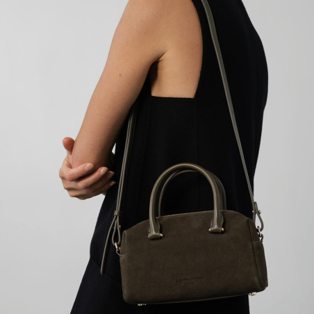 Lancaster Sweden Cube Handbag in Velvet Leather 530-52 Khaki