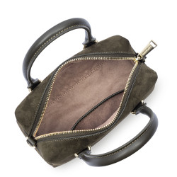 Lancaster Suède Cube Sac A Main En Cuir Velours 530-52 Kaki ouvert